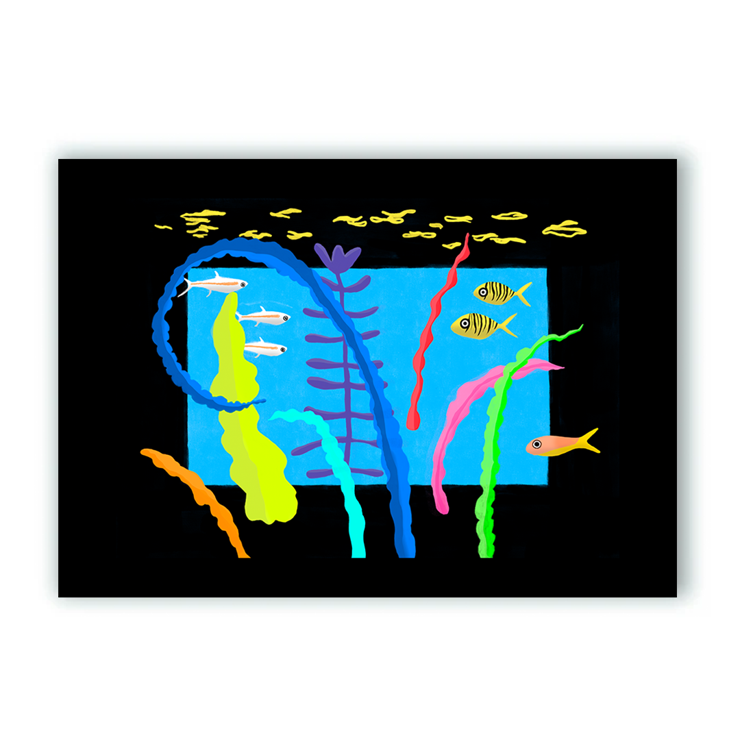 Acuario Tropical Disco Impresión Giclée