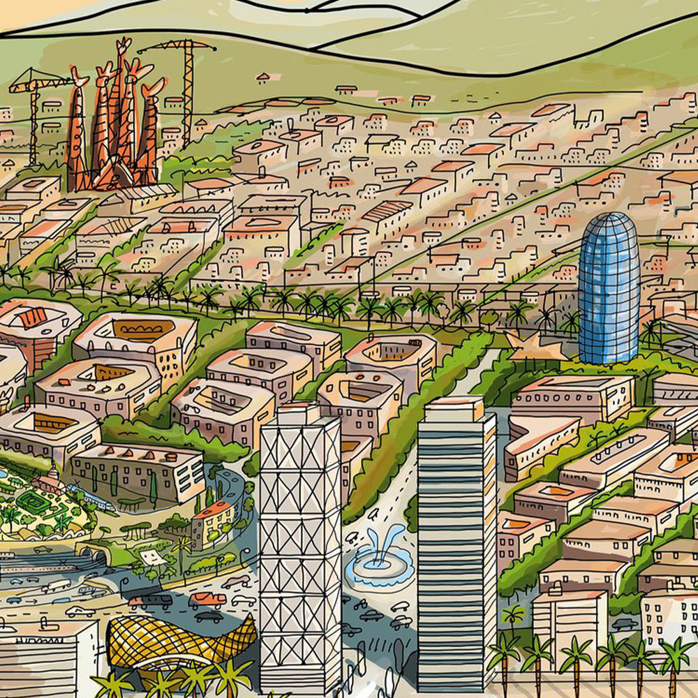 Panorámica Barcelona desde el Mar Impression Giclée 130x56