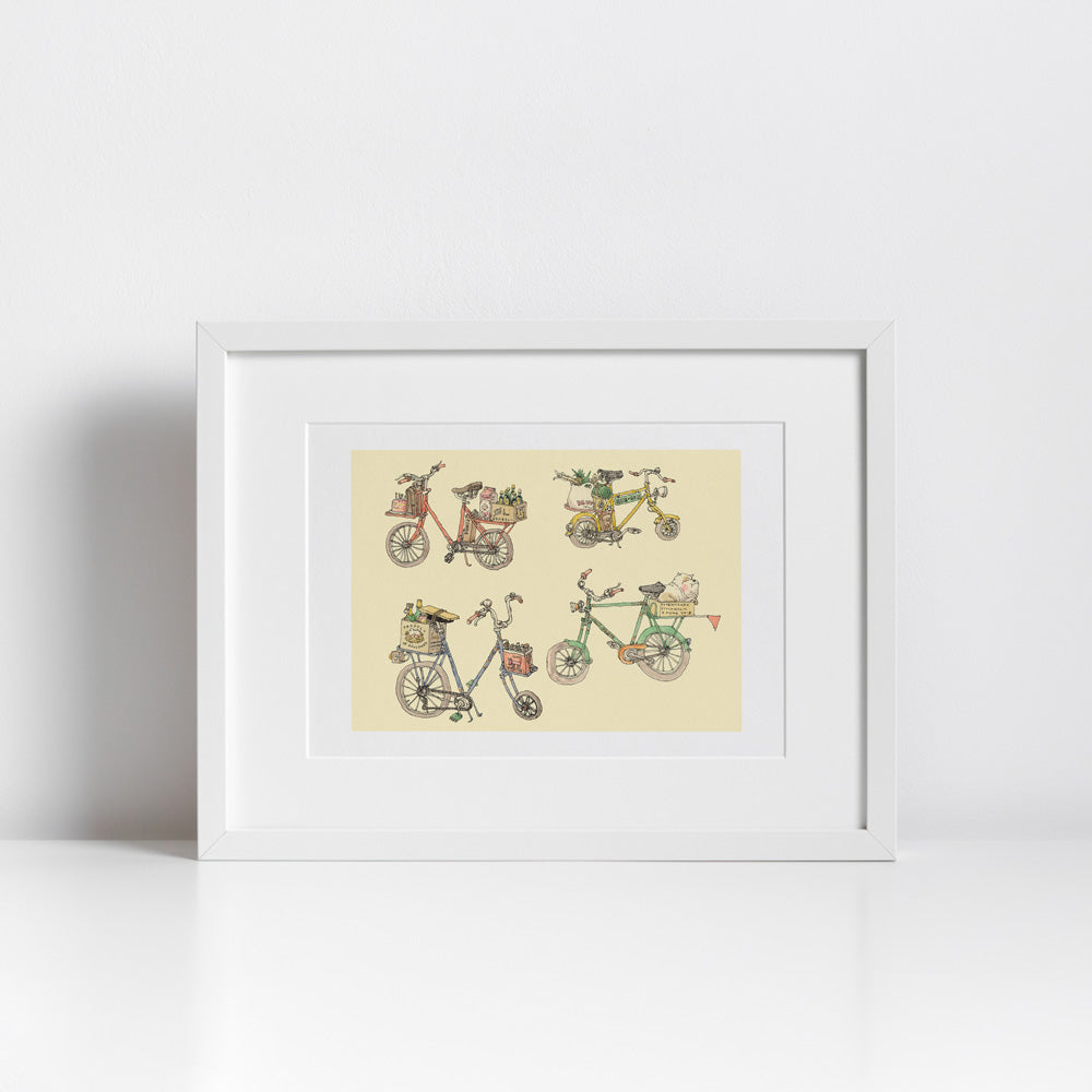 Bicycles Giclée Print A5