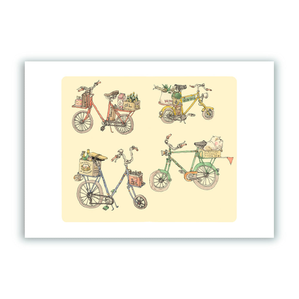 Bicycles Giclée Print A5