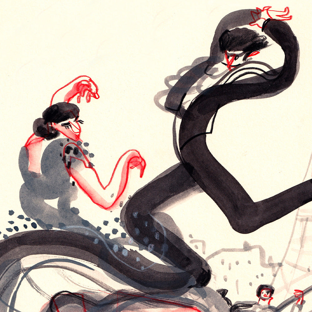 Spanish Flamenco - Black Giclée Print