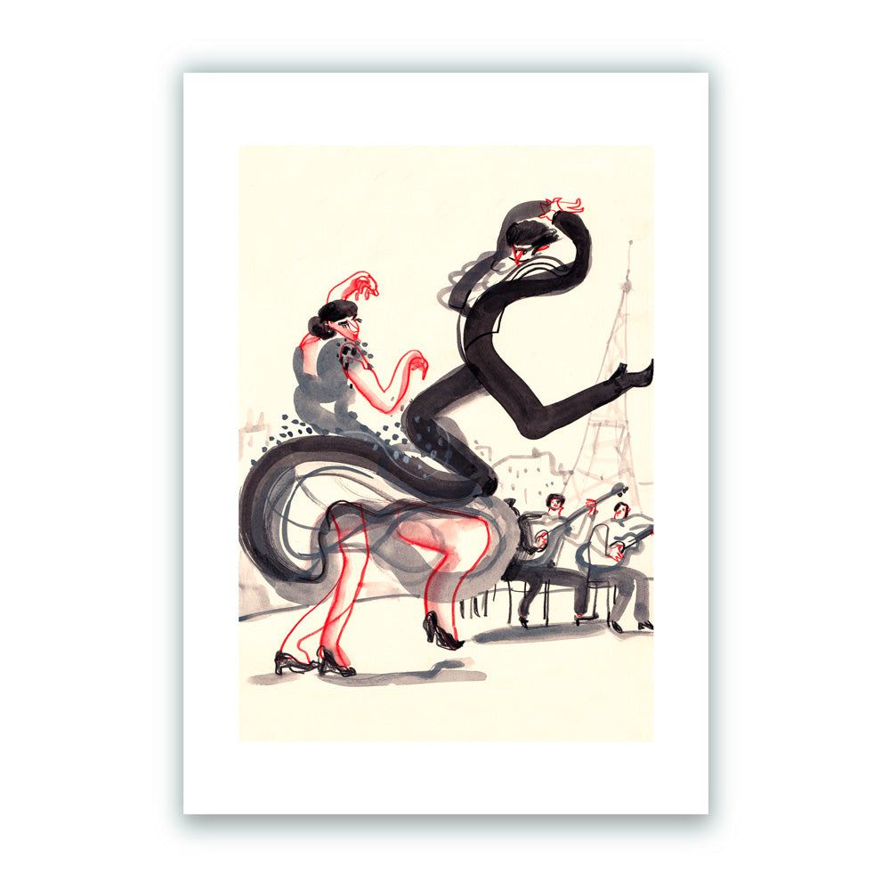Spanish Flamenco - Black Giclée Print