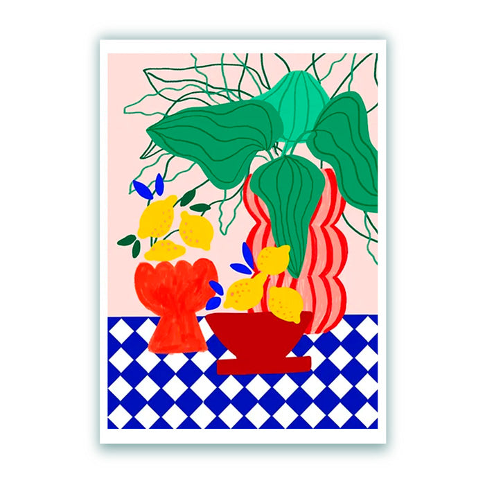 Blue Tiles & Lemons A4 Digital Print