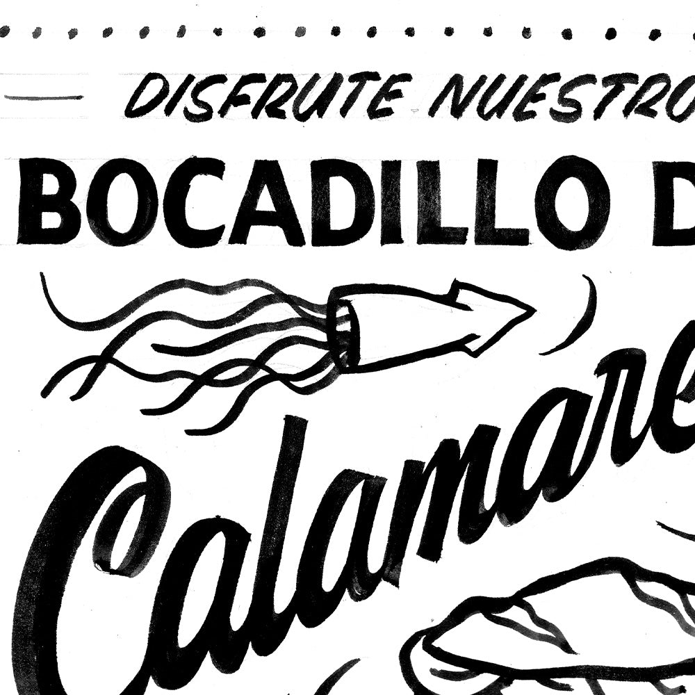 Calmars Snack BN Giclée Print