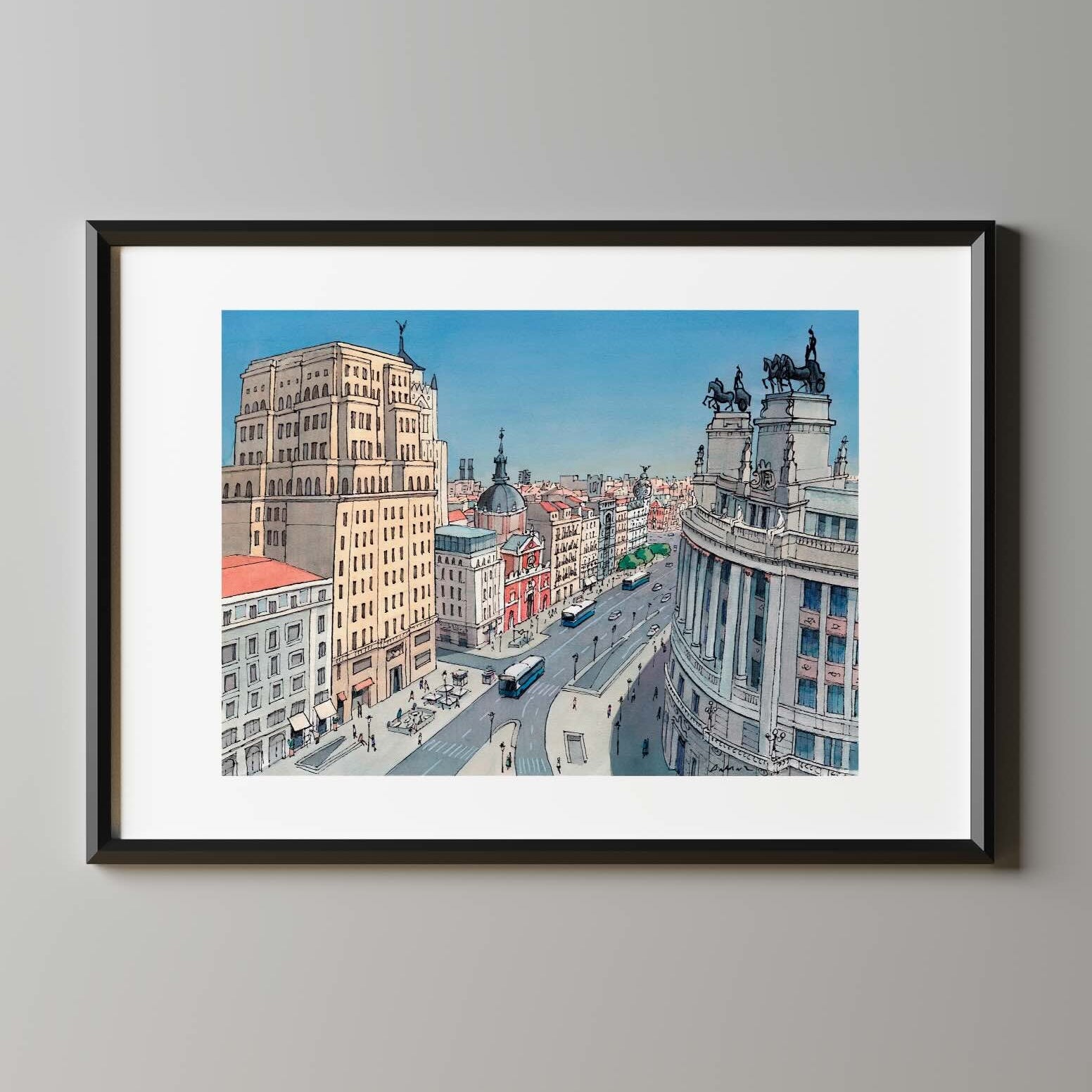 Calle Alcalá (Escultura las cuadrigas) Impresión Giclée