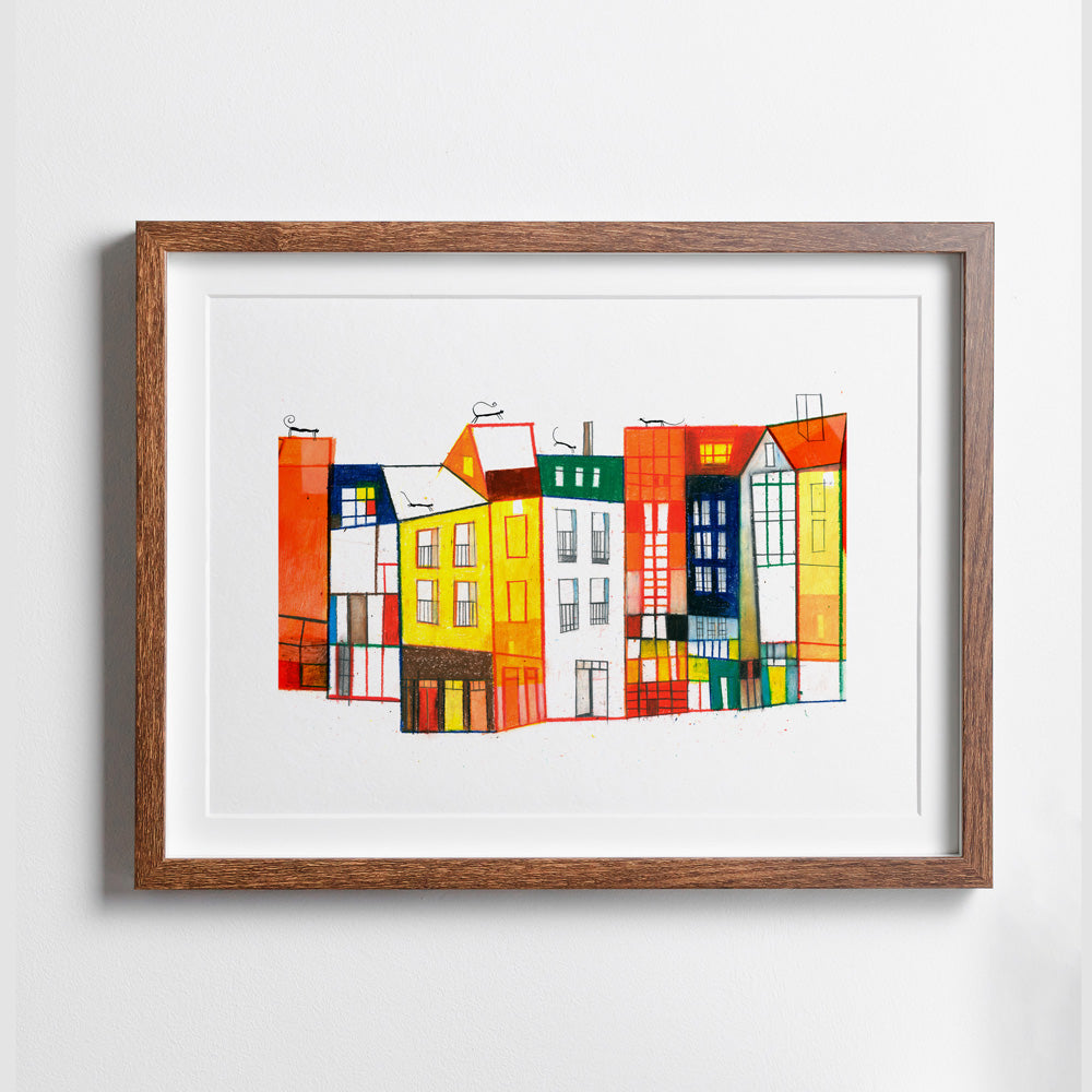 Casas de colores Impression Giclée