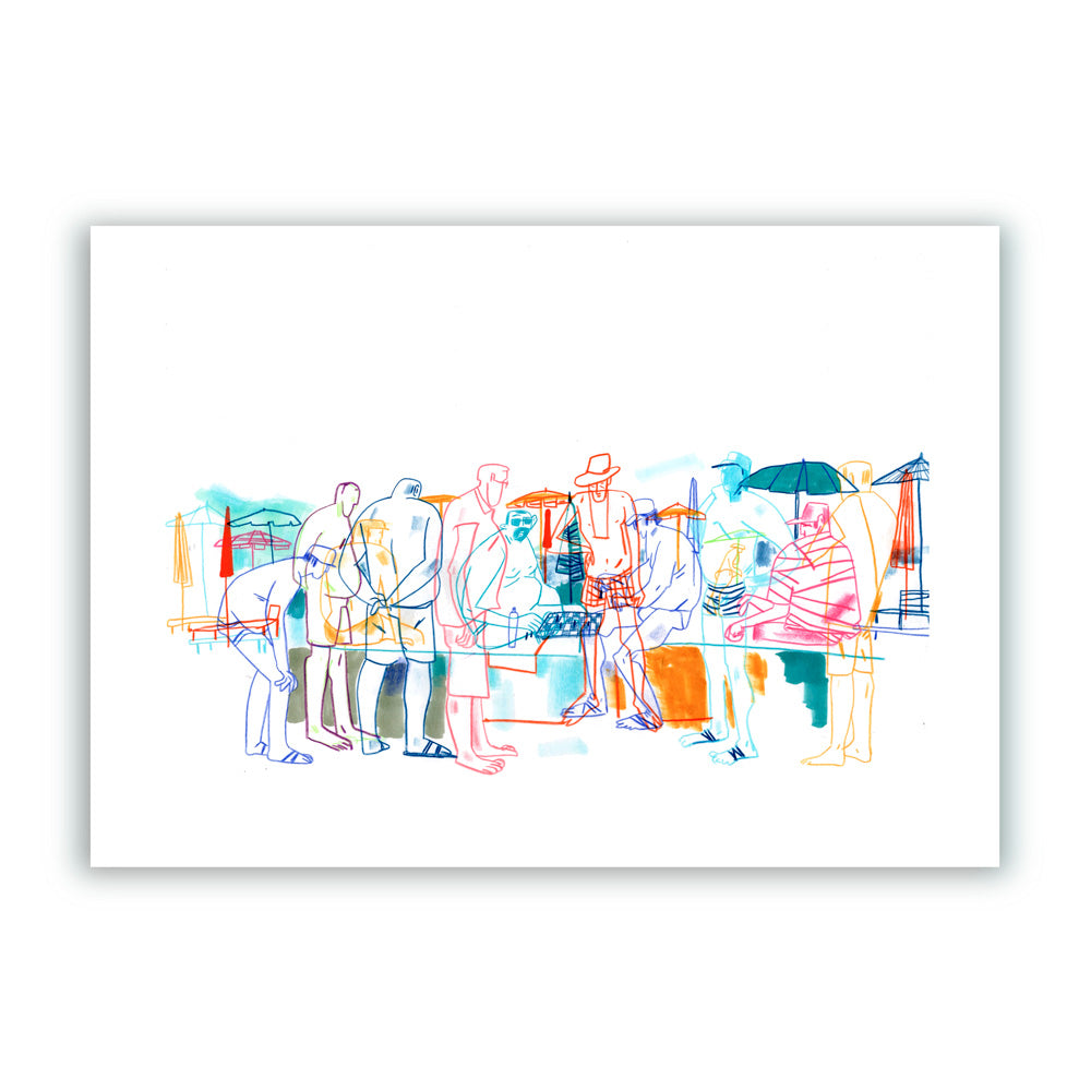 Chess Game on the Beach Impresión Giclée