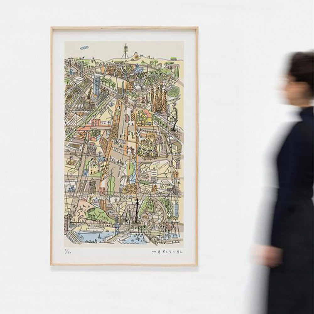 Vista Cubista de Barcelona Impresión Fine Art 61x100