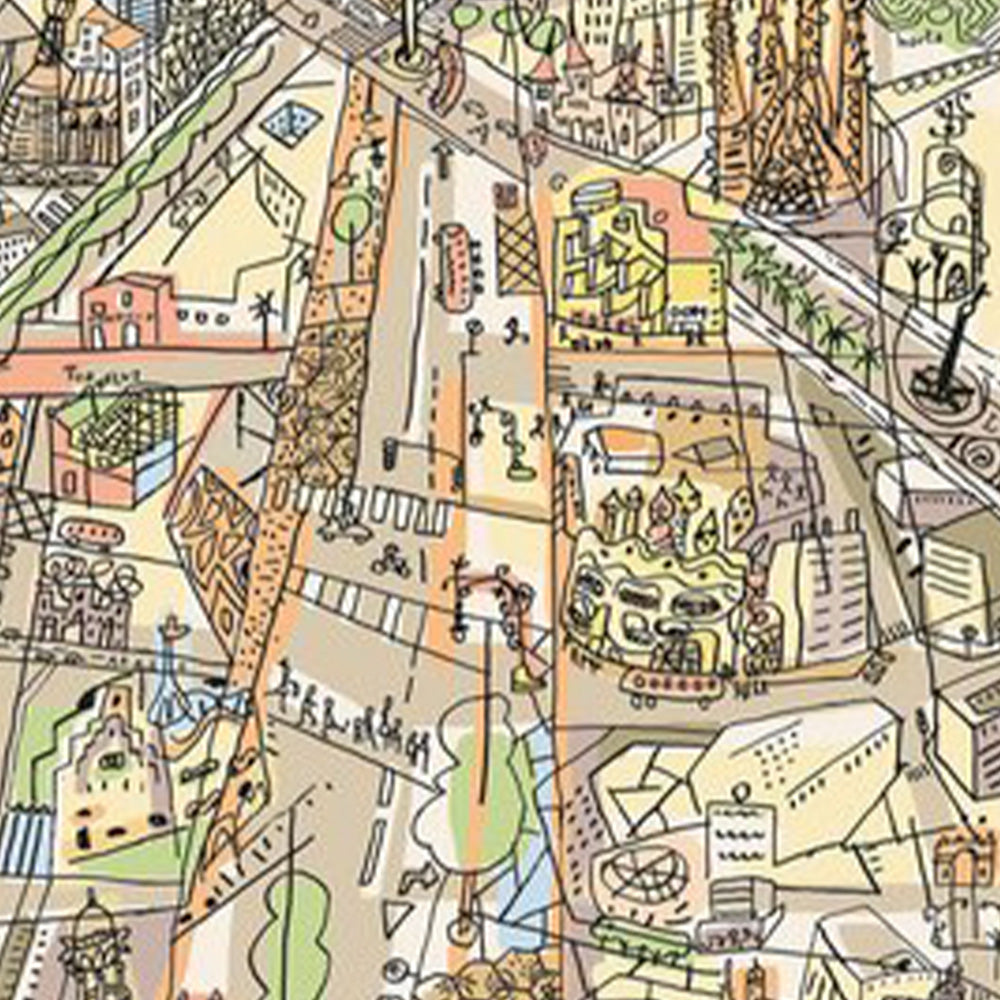 Vista Cubista de Barcelona Impresión Fine Art 61x100