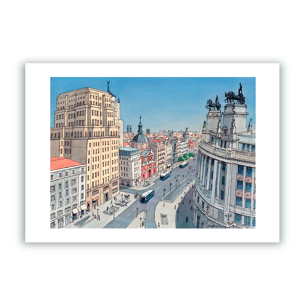 Calle Alcalá (Escultura las cuadrigas) Impresión Giclée