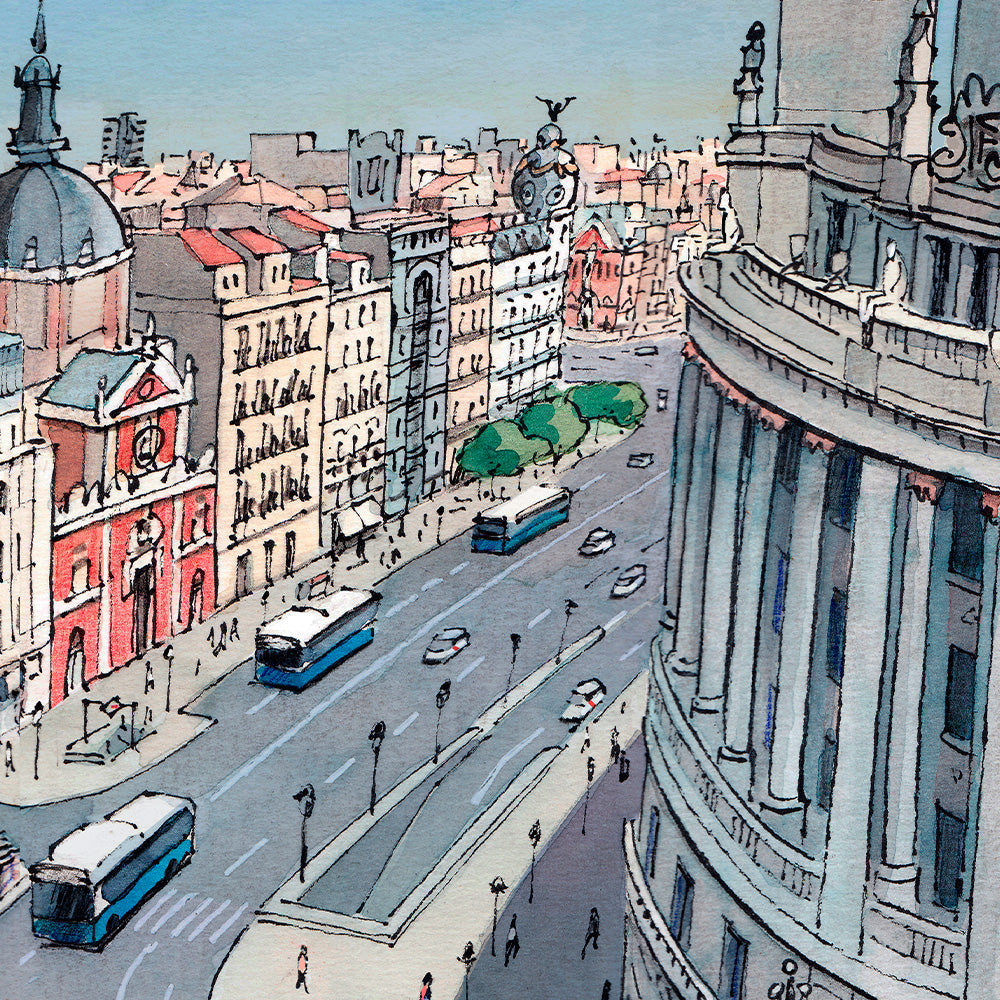 Calle Alcalá (Escultura las cuadrigas) Impresión Giclée