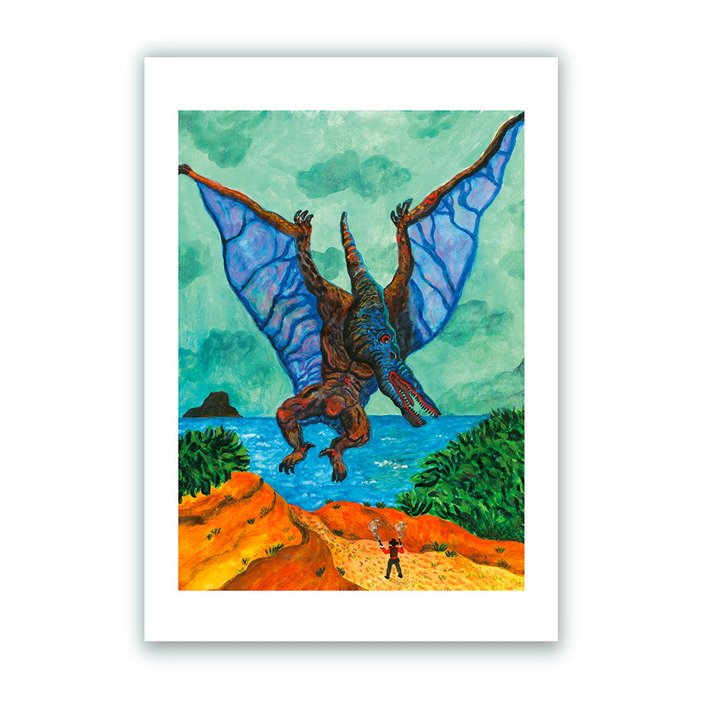 DinoWestern Pterodactilo Impresión Giclée