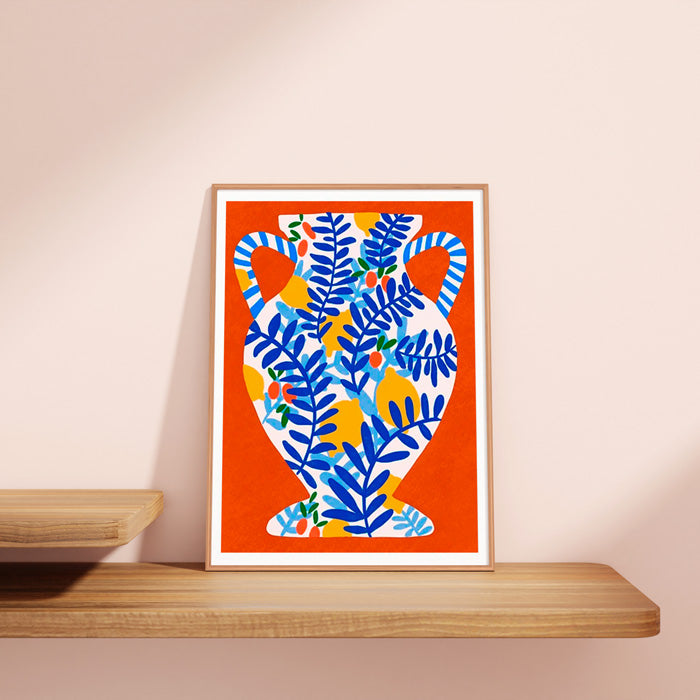 Earth Red & Lemons Print A4