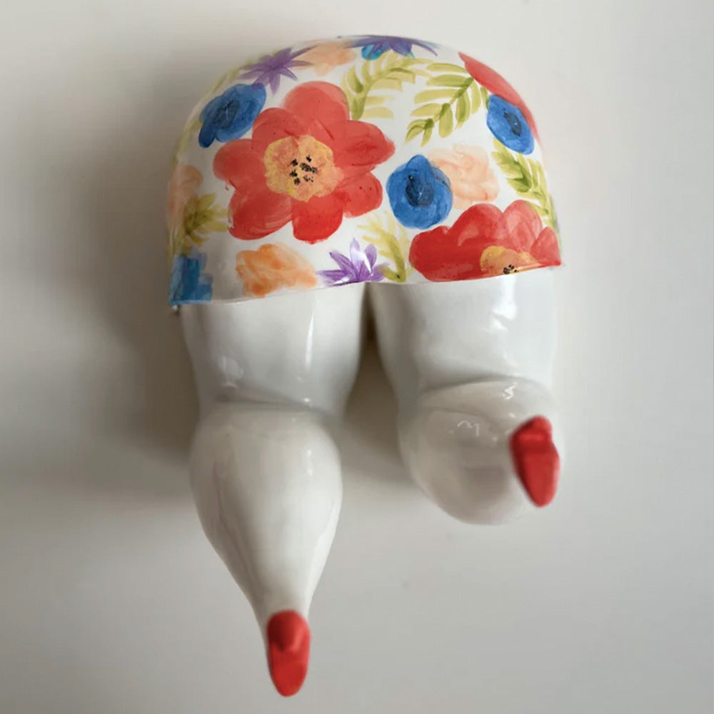 Sculpture Dame avec robe à fleurs et talons
