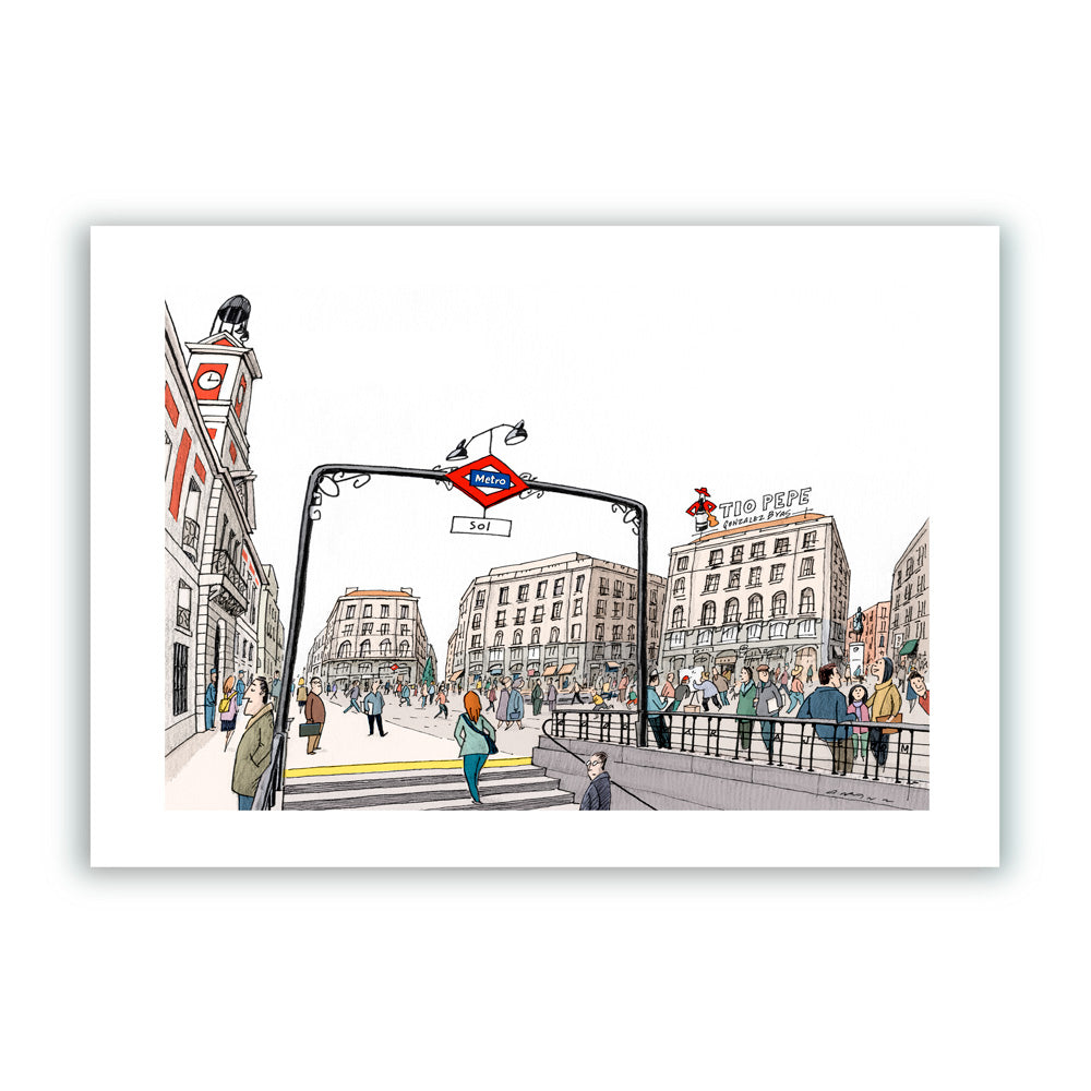 Estación de Sol (La Puerta del Sol - Plaza) Impresión Giclée