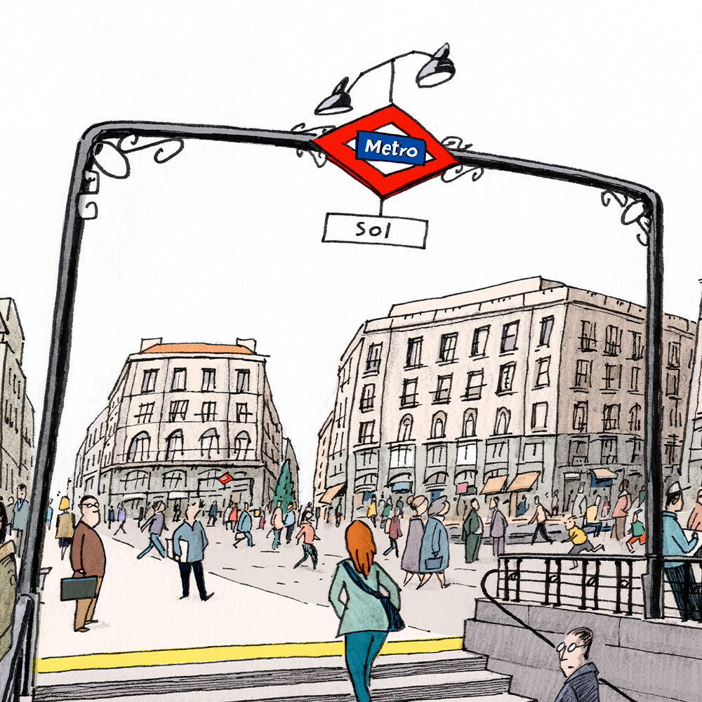 Estación de Sol (La Puerta del Sol - Plaza) Impresión Giclée
