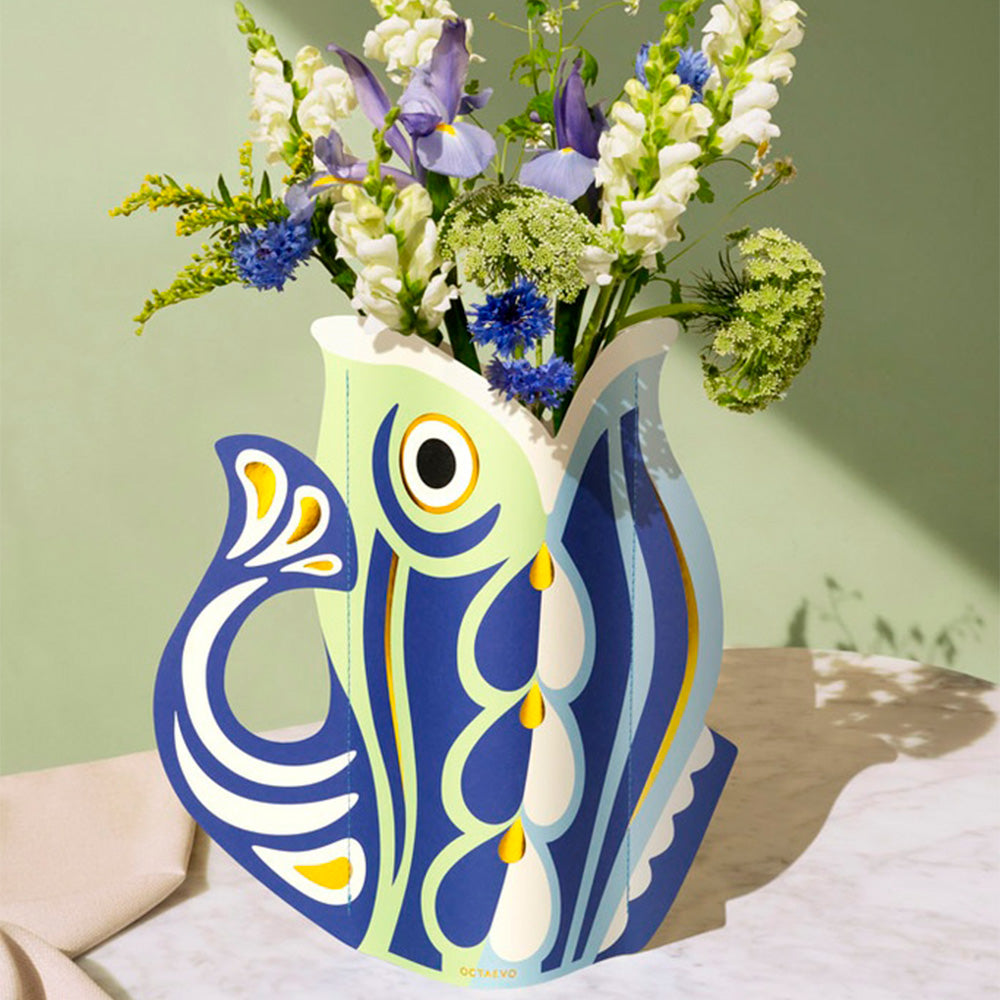 Florero de Papel Fish Blue