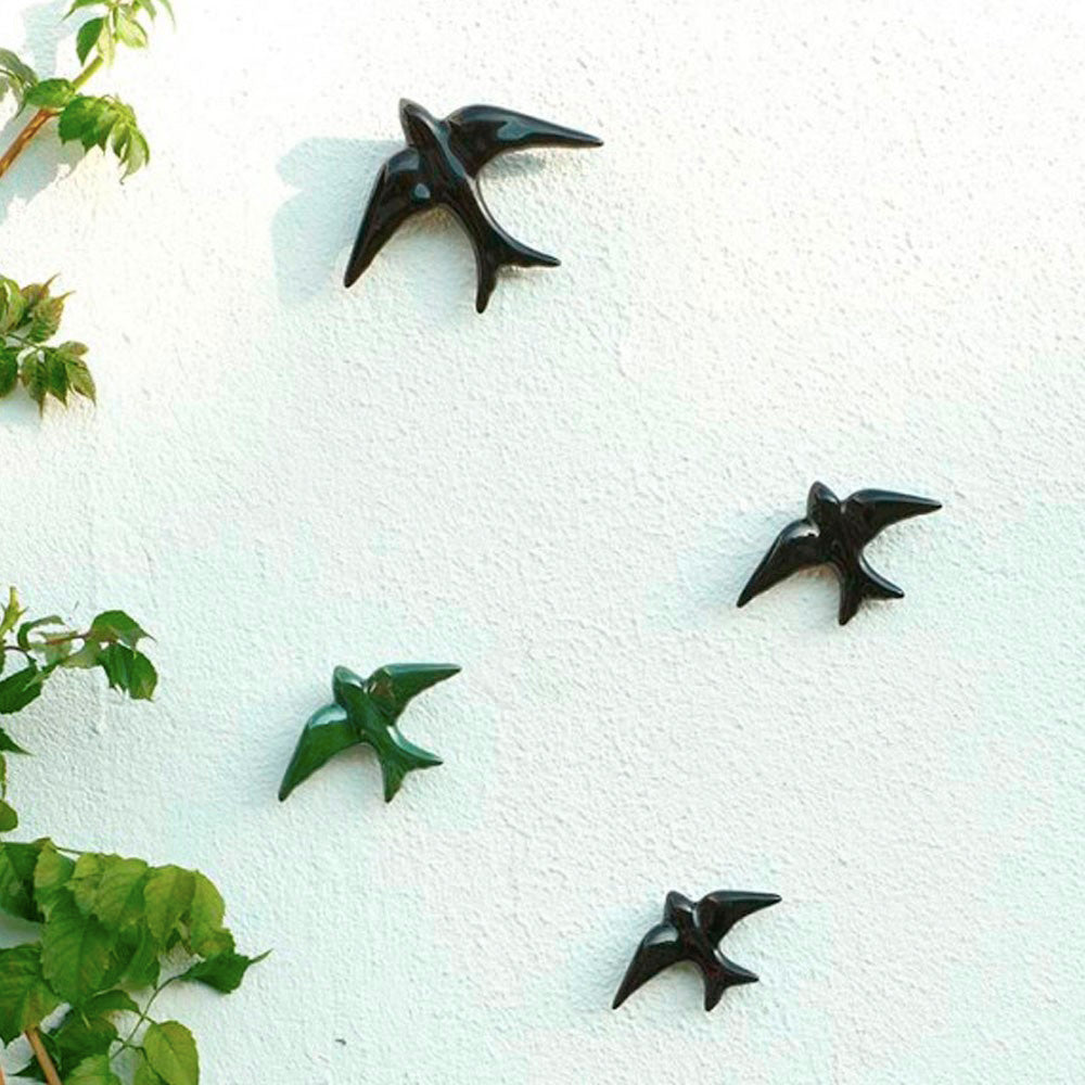 Ceramic Swallows Cobalt Blue (Set of 3)