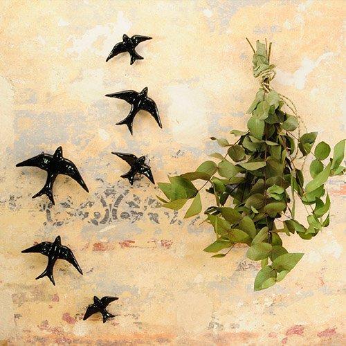 Ceramic Swallows Black (Set of 3)