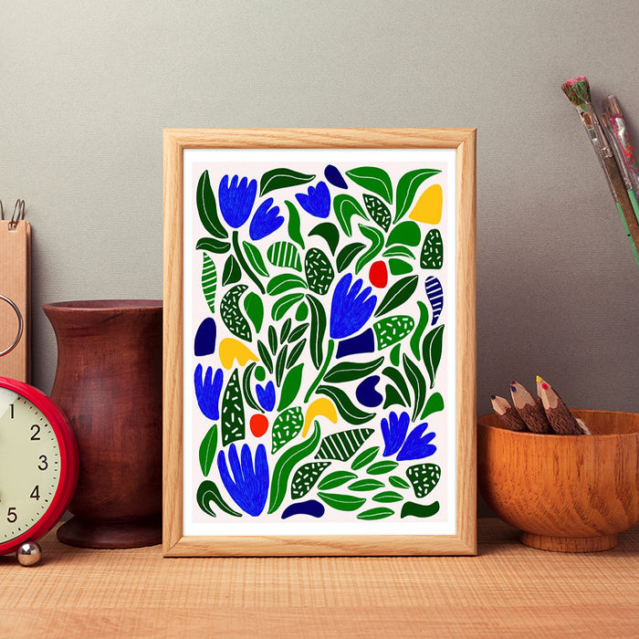 Green Tulips Print A4