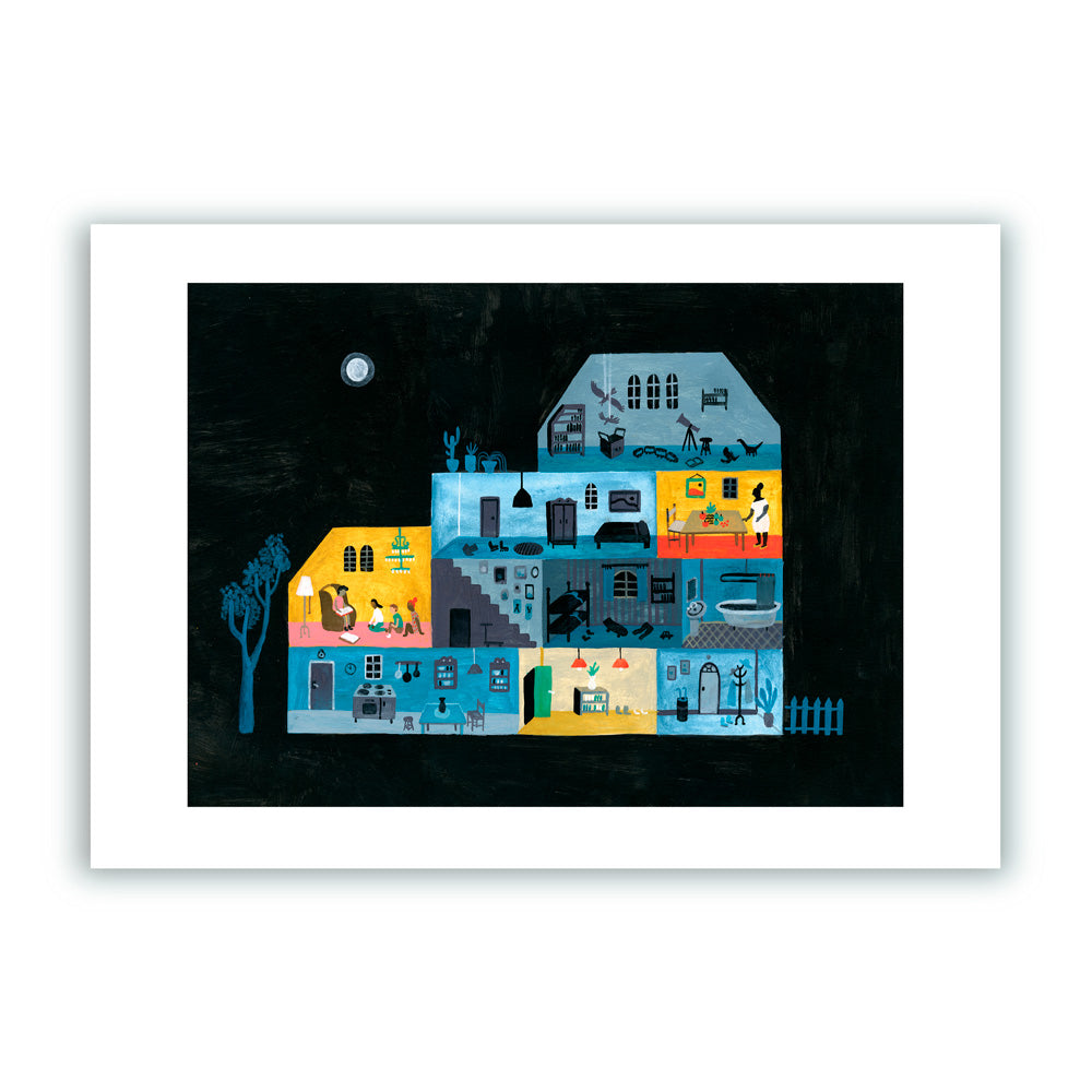 Interior nocturno Impresión Giclée
