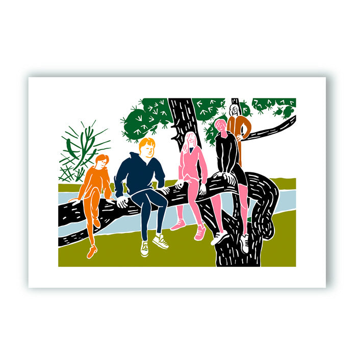 Jóvenes subidos a un Árbol Impresión Giclée