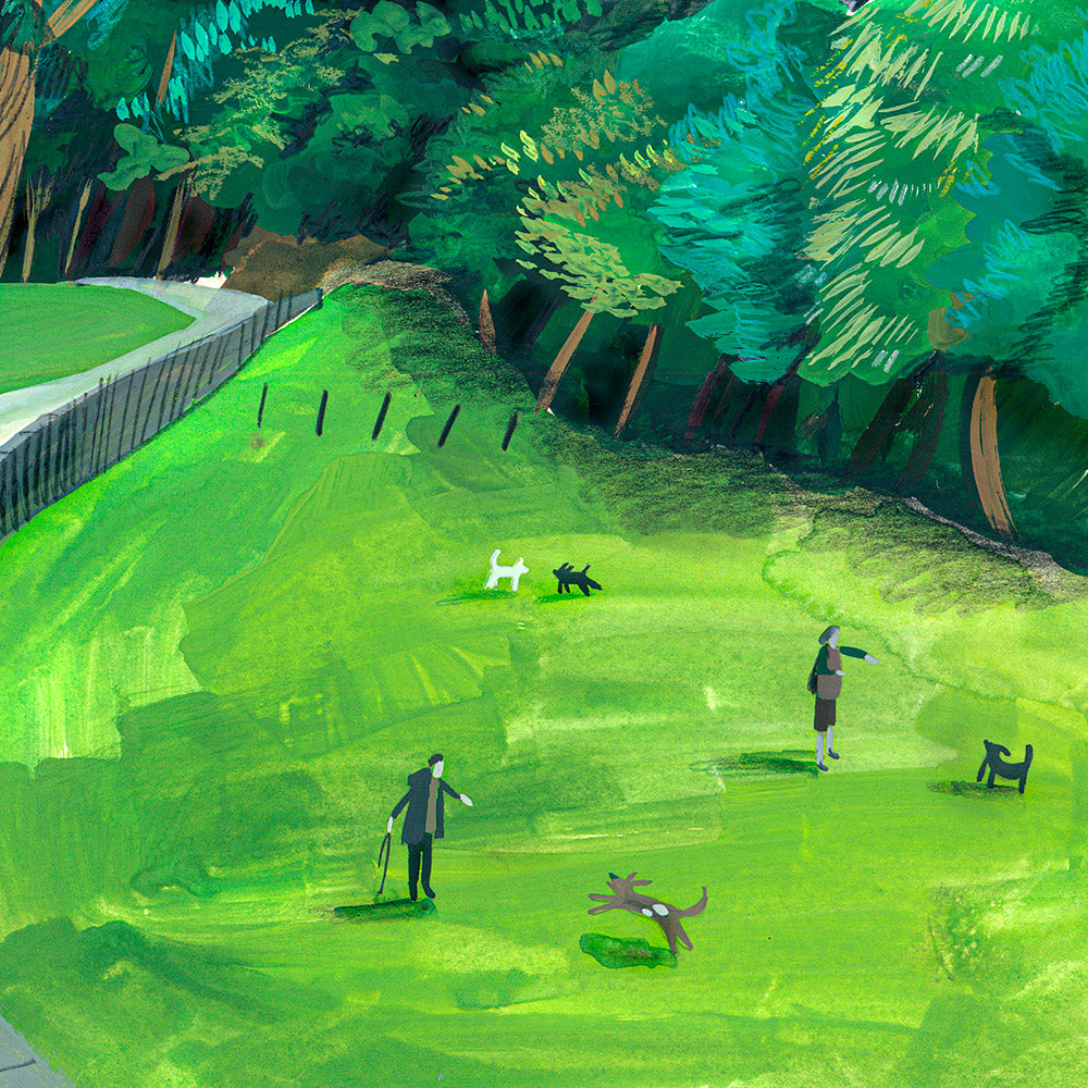 Jugando con los perros Impression Giclée A4