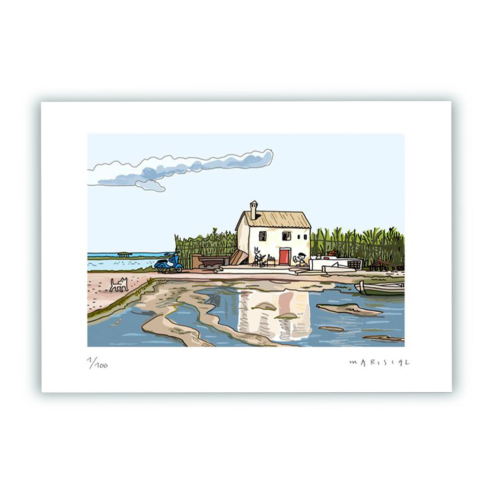 La Casa de la Albufera con Los Garriris Impression Giclée 21,4x27,7