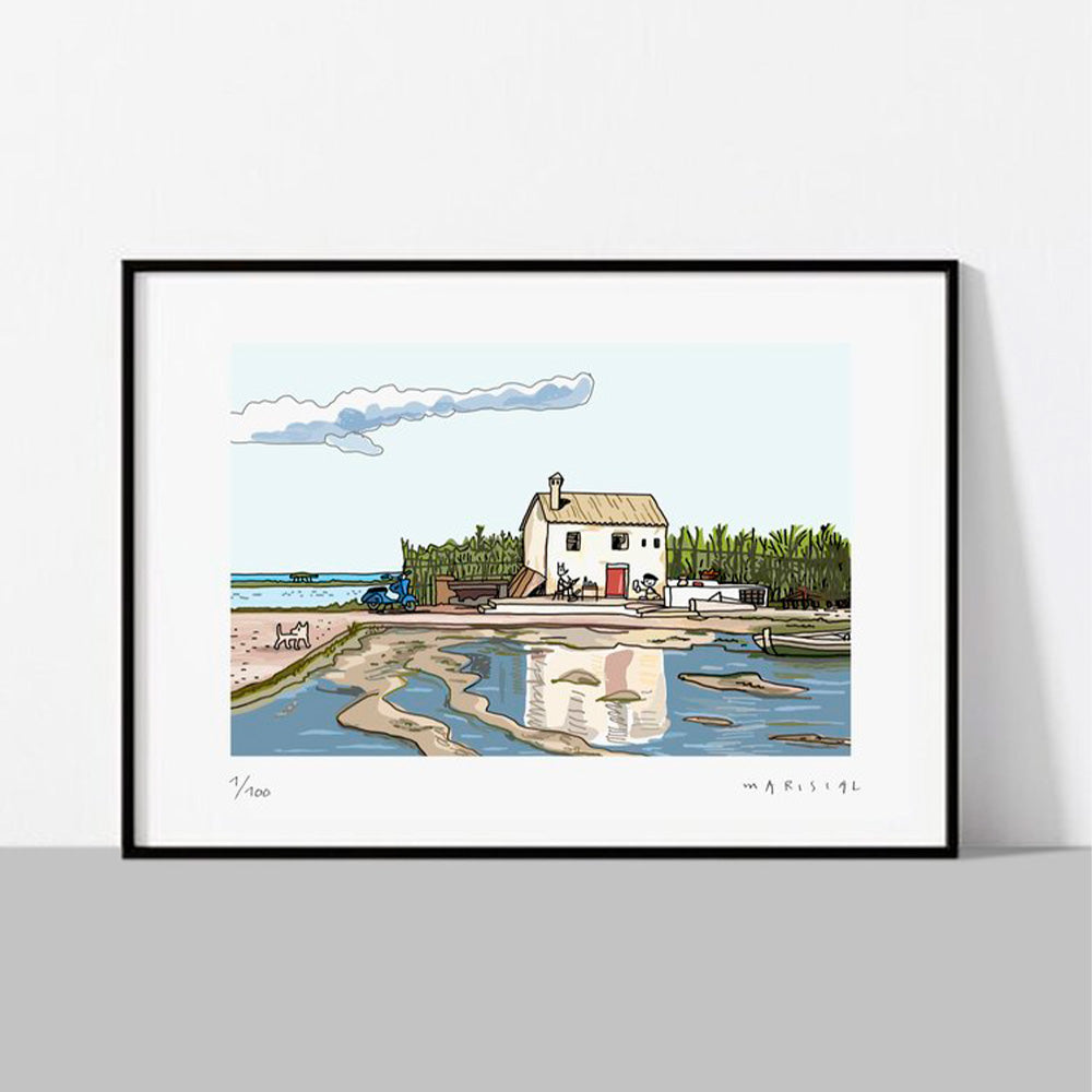La Casa de la Albufera con Los Garriris Impression Giclée 21,4x27,7