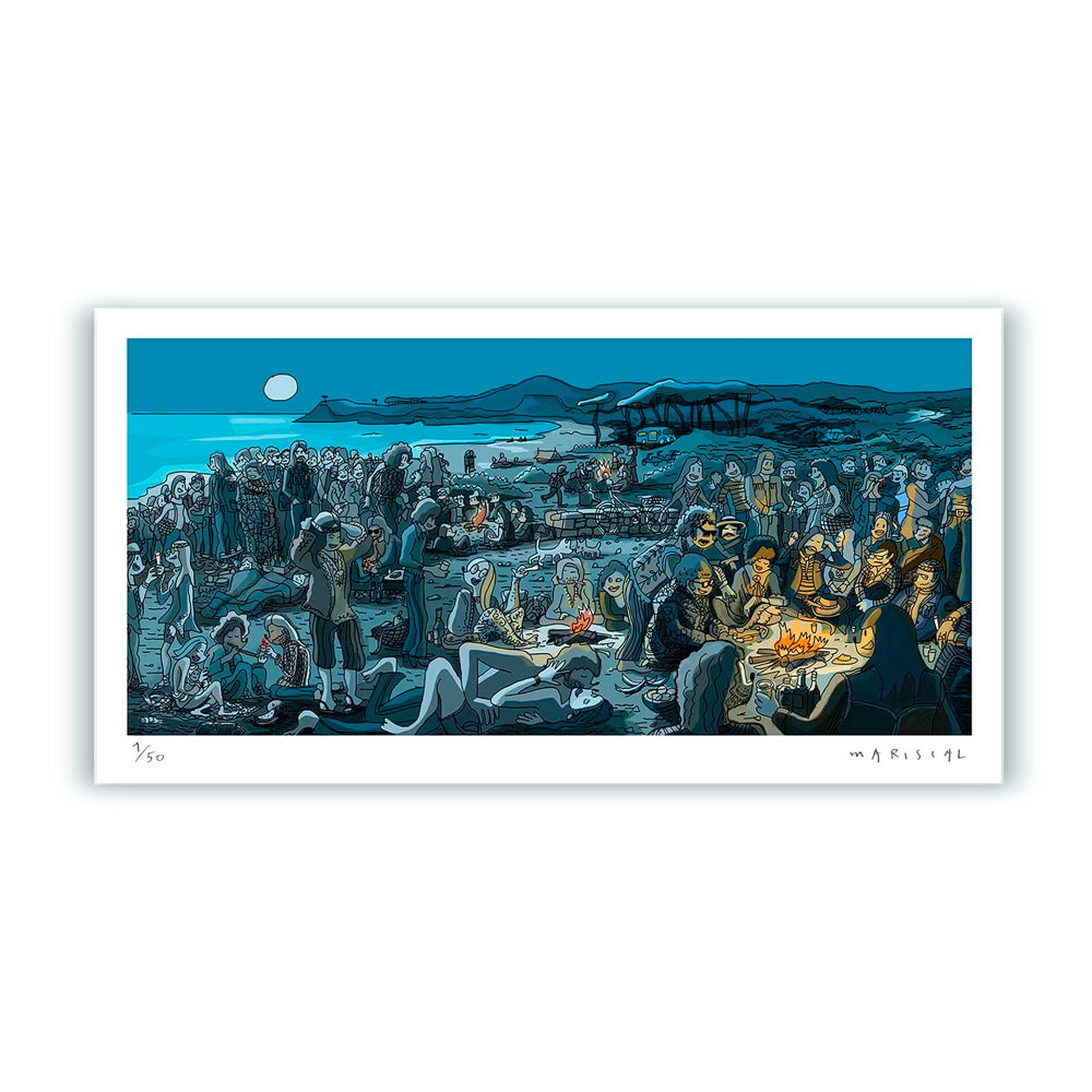 Estampe d'art panoramique du festival de la pleine lune