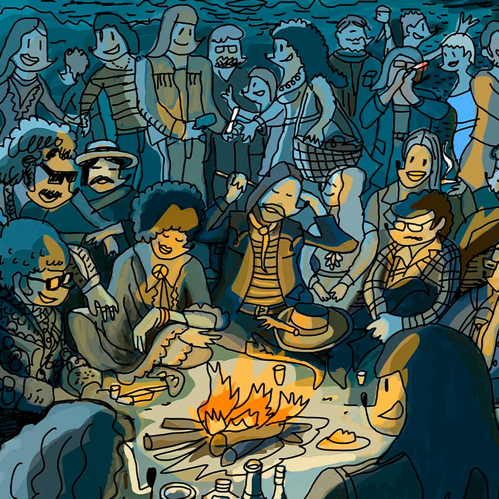 Estampe d'art panoramique du festival de la pleine lune