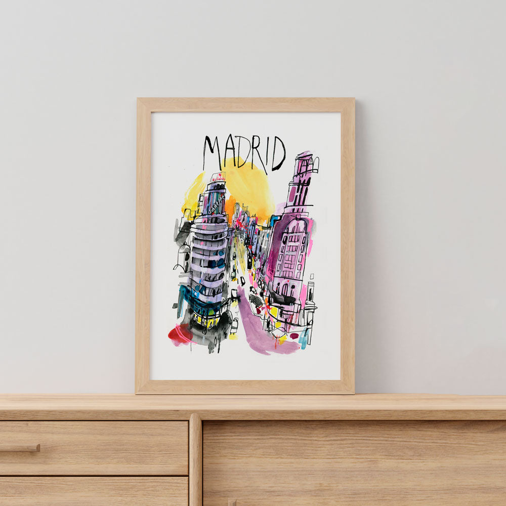 Madrid Callao Atardecer Letras Giclée Print