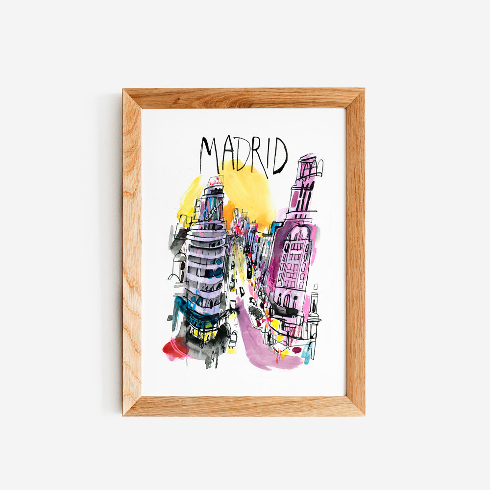 Madrid Callao Atardecer Letras Giclée Print
