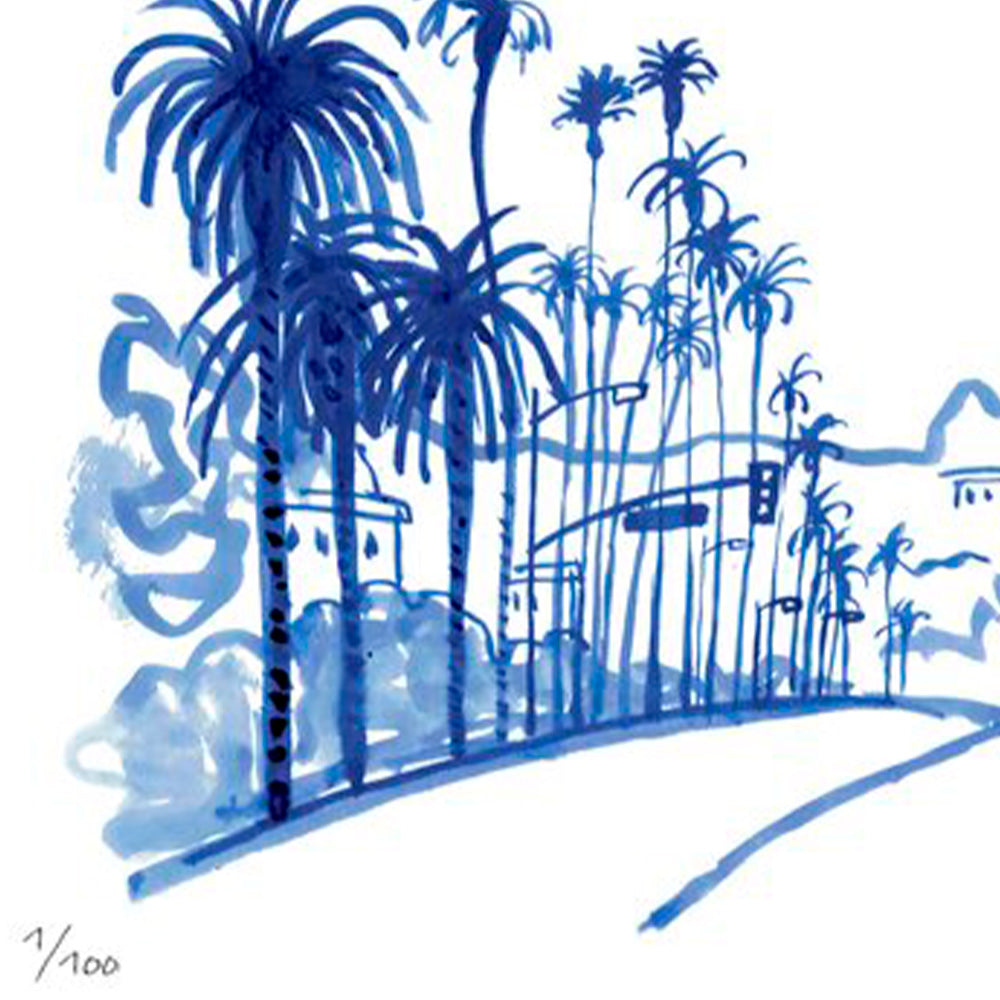 Palmeras Azules Los Ángeles Impresión Fine Art 40x30