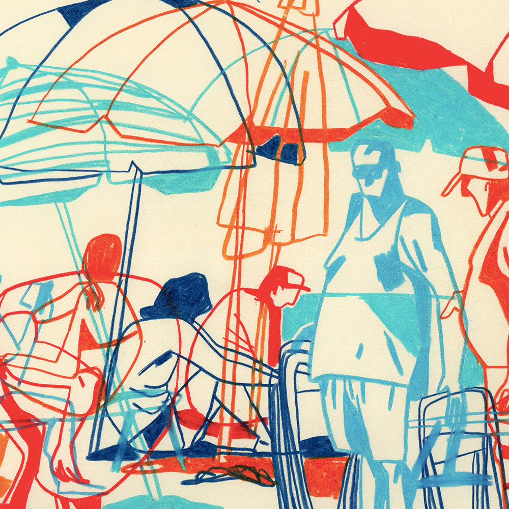 Passing Afternoon at the Beach Impression Giclée A5