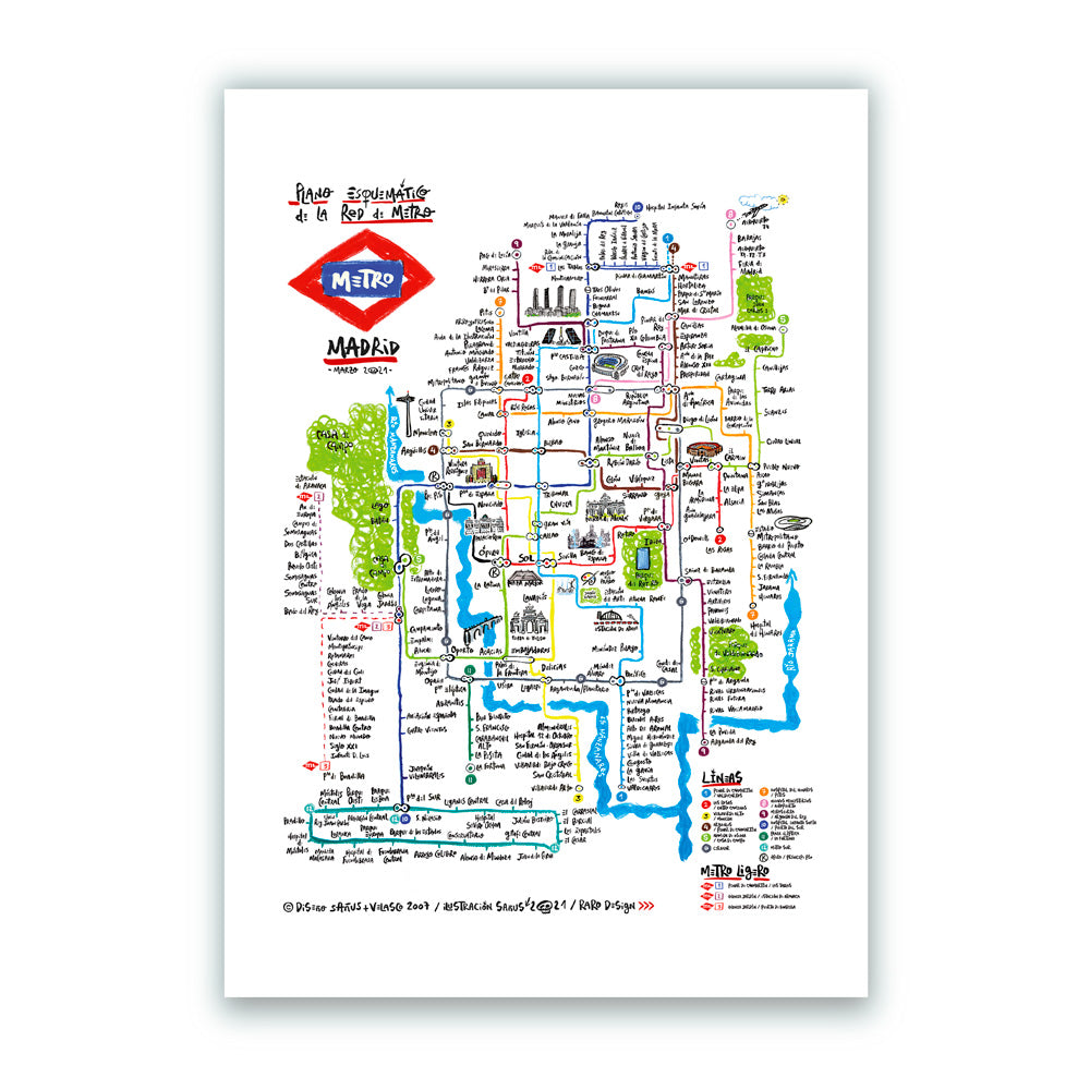 Plano de Metro Madrid Impresión Giclée