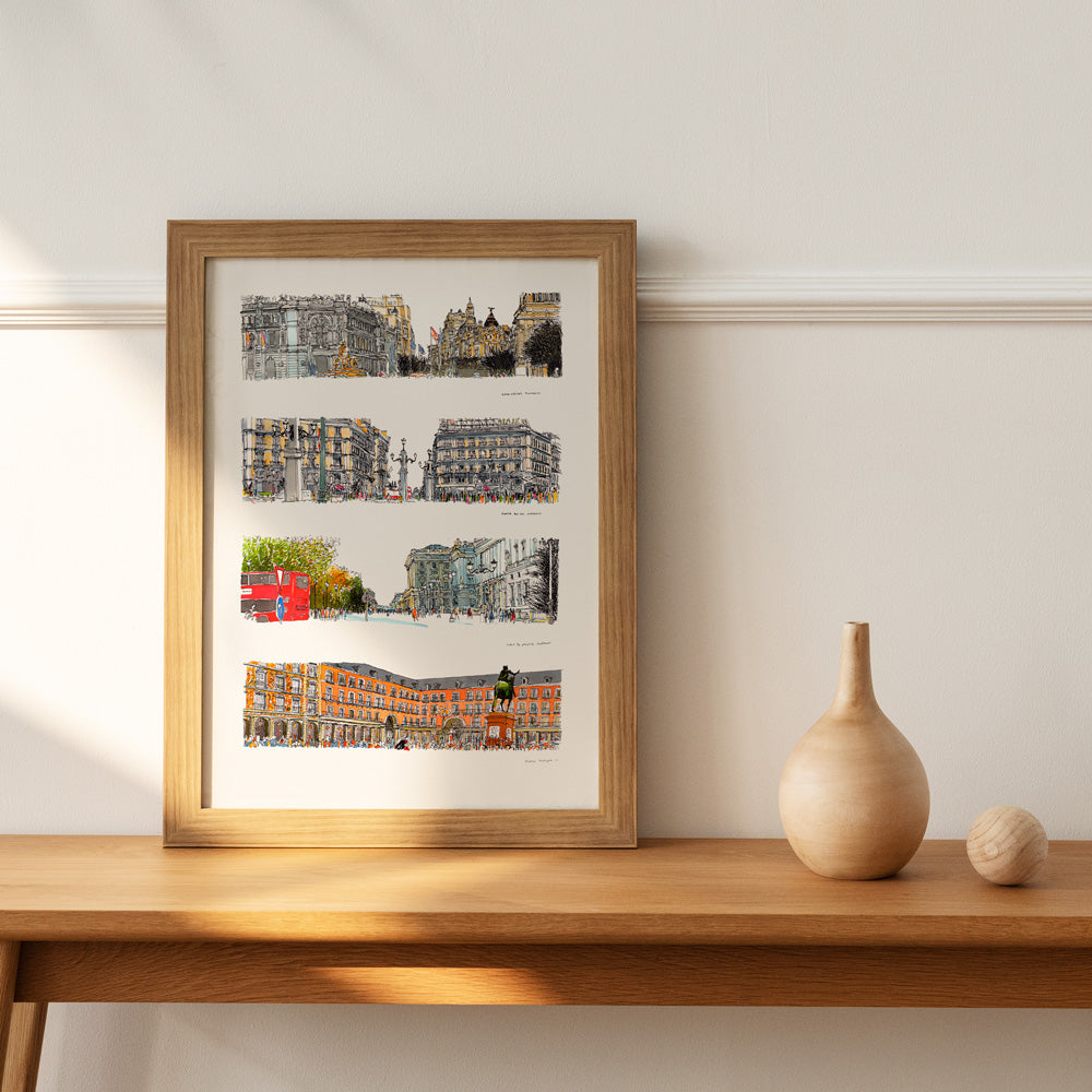 Plazas de Madrid Impression Giclée