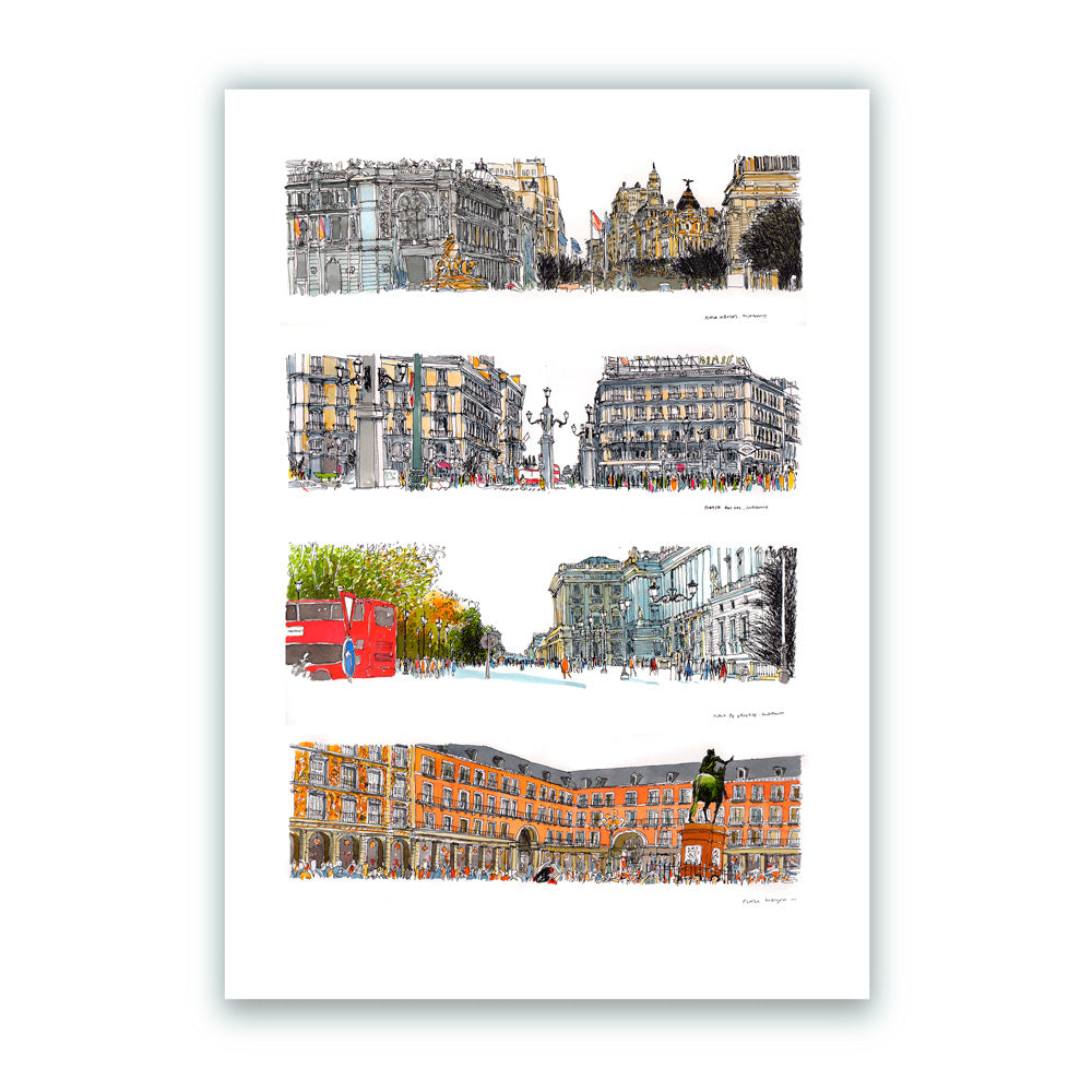 Plazas de Madrid Impression Giclée