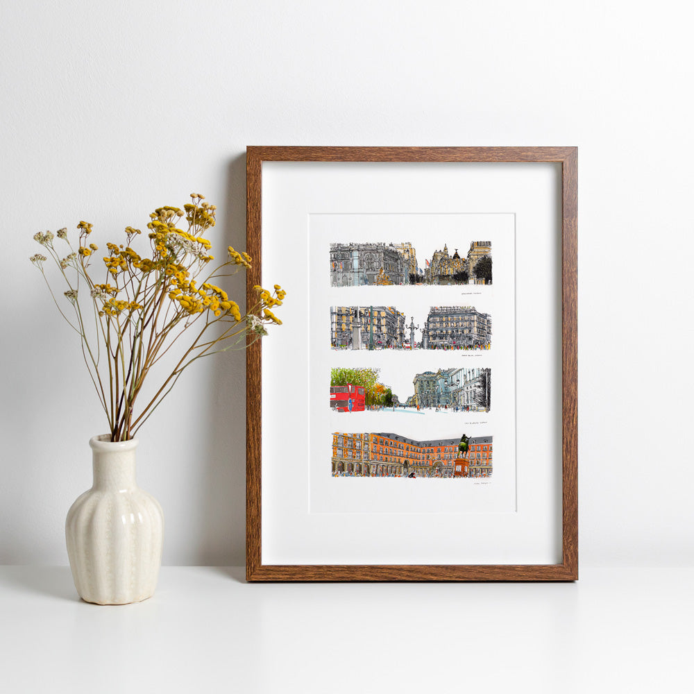 Plazas de Madrid Impression Giclée