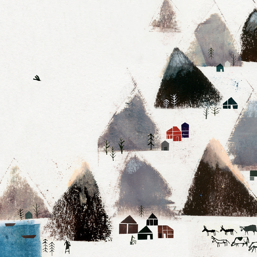Pueblo entre montañas Impression Giclée A4