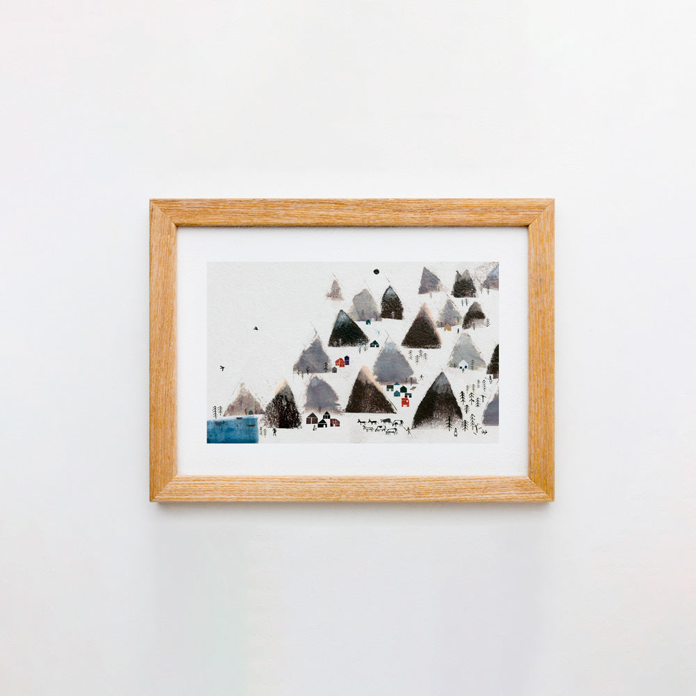 Pueblo entre montañas Impression Giclée A4