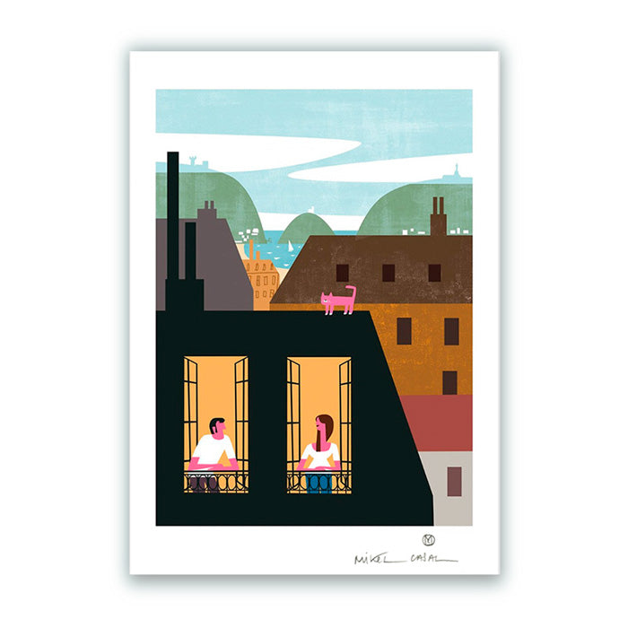 San Sebastian Skyline Impression Giclée A3
