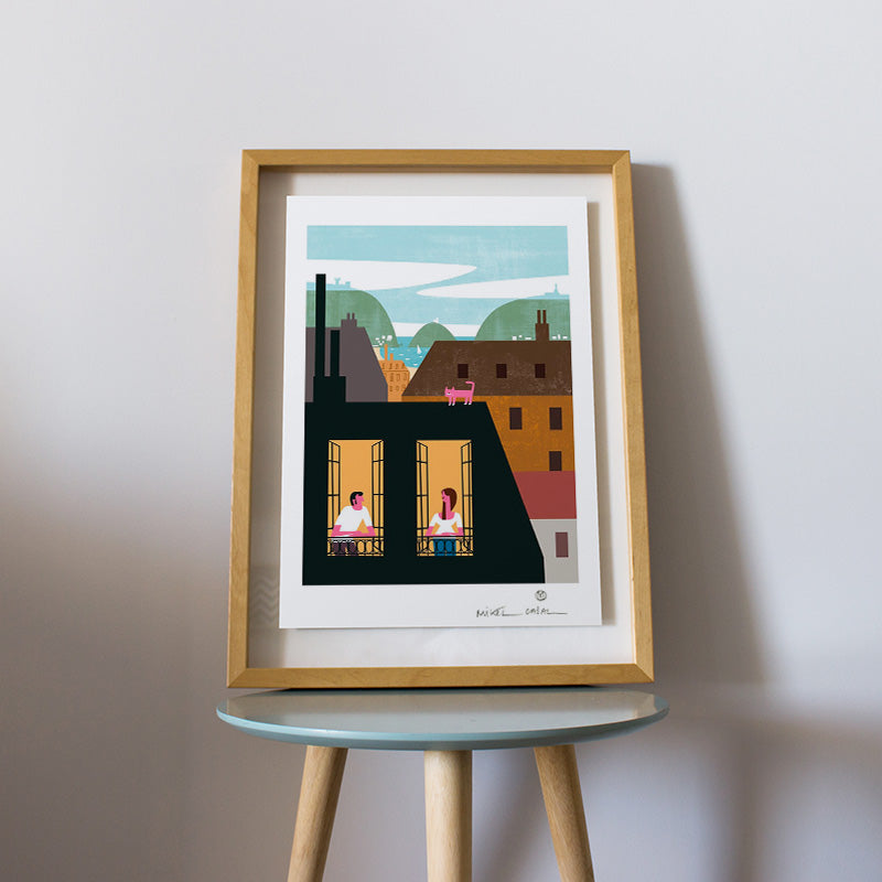 San Sebastian Skyline Impression Giclée A3