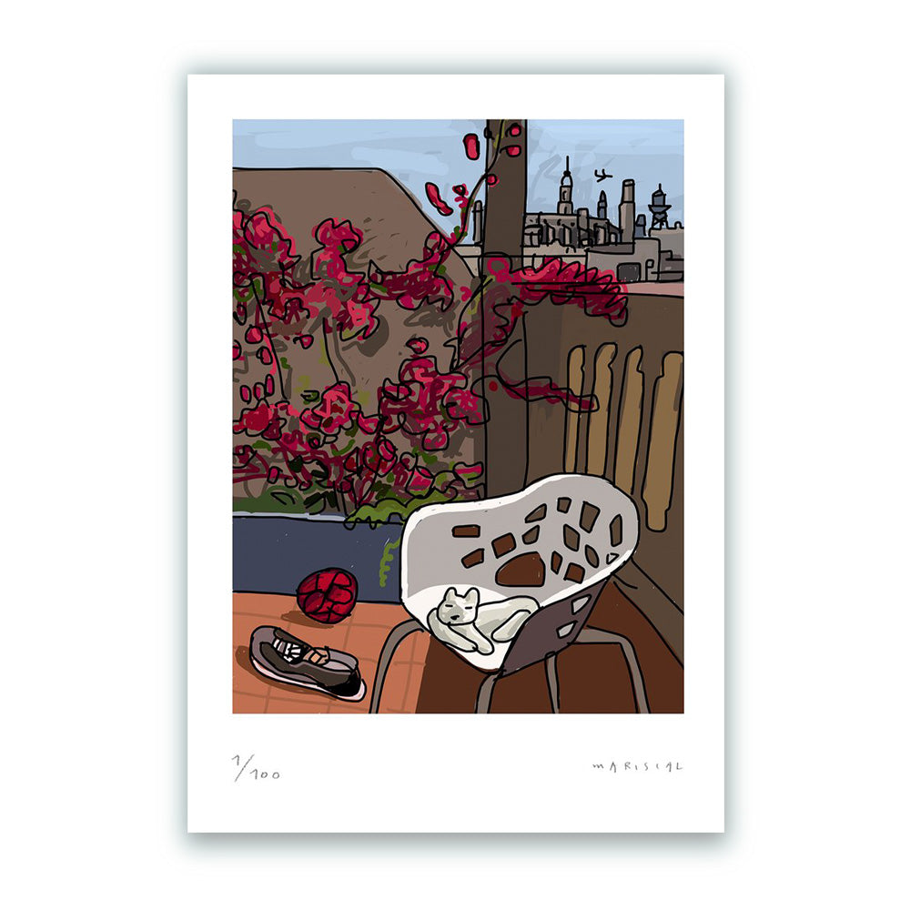 Terraza con Buganvilla Impresión Fine Art