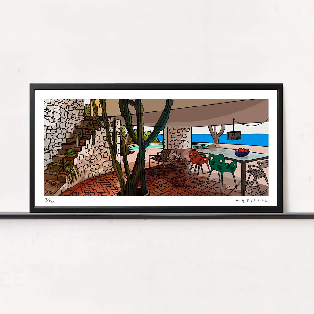 Estampe d'art panoramique sur terrasse d'été