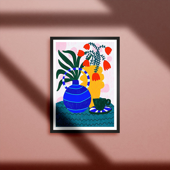 Tulips & Coffee Print A3