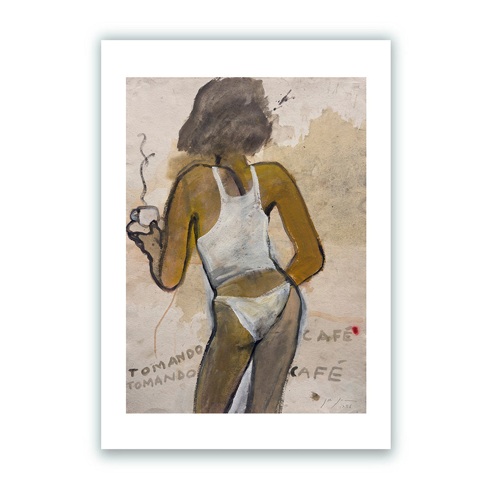 Tomando Café de Pie Giclée Print