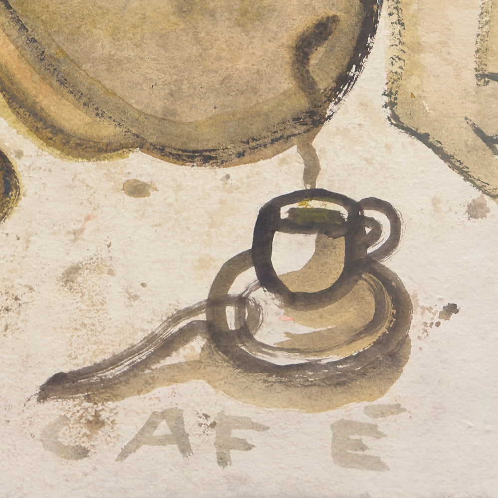 Tomando Café Sentada Impresión Giclée