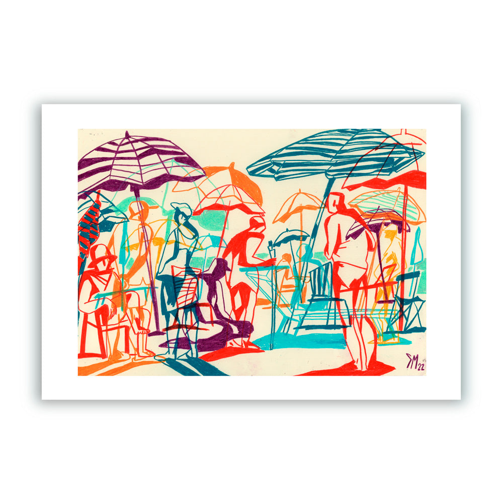 Planting Umbrellas Impression Giclée A5