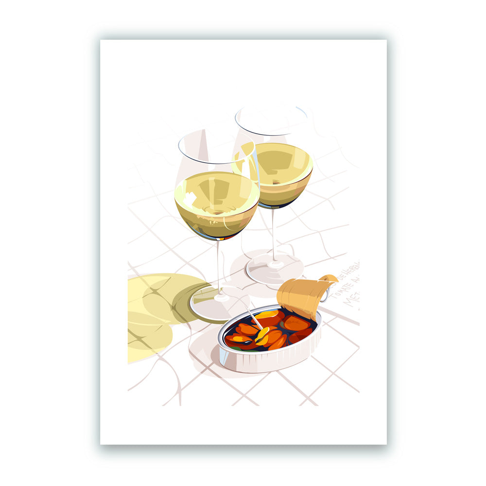 Vino Blanco Impresión Giclée